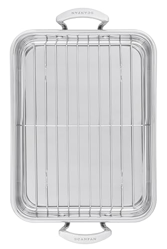 Plat à rôtir avec grille en métal argenté robuste pour haute cuisson