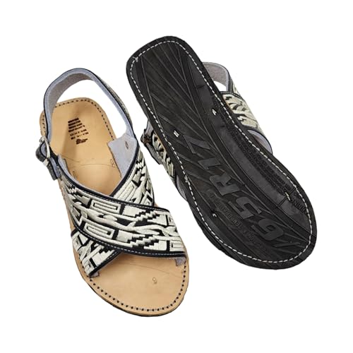 Dona Michi MEN LEATHER MEXICAN two strap PITEADO BORDADO SANDALS Huarache Cruzado Bordado