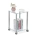 Produktbild Relaxdays Beistelltisch mit Rollen, 2 Ablagen, eckig, Wohnzimmer, Glas & Stahl, mobiler Couchtisch, transparent/silber