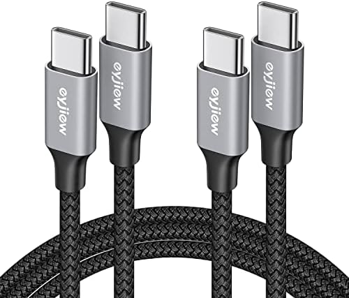 eyjiew Short USB C to USB C Cable [0.6m 2-Pack], USB C Charger Cable 60W PD Fast Charging Lead Compatible with Samsung Galaxy S20 S21+ S22 Ultra A70 A71 A80 A90 Z Fold Flip, Pixel 6 5 4 3a XL, Tablet