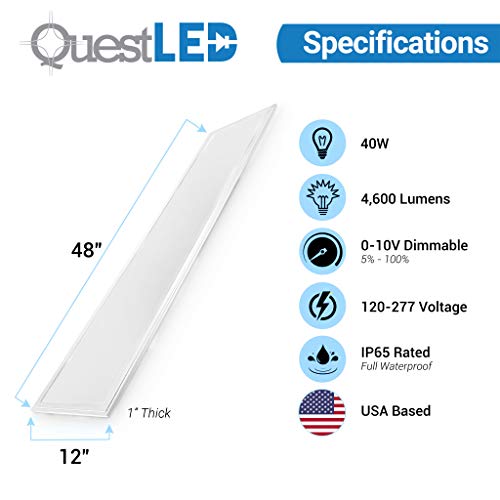 Quest Manufacturing Questled 1X4 Led Ceiling Light 4 Pack, 40W Flat Ultra-Slim Dimmable Edge Lit Led Panel Light (3500K Warm White) #TOP1
