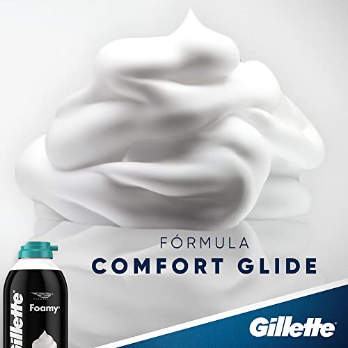 Gillette Foamy Senstive Espuma de Barbear Densa e Rica, Ideal para Homens com Pele Sensível 179mL