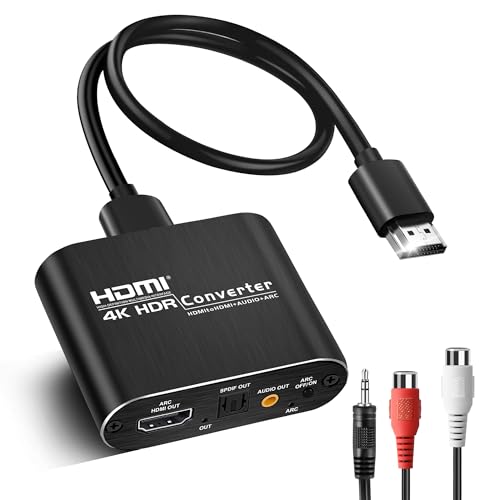 4K@60Hz HDMI Audio Extractor with 1.2m HDMI Cable avedio links Optical Toslink SPDIF + 3.5mm AUX Stereo Audio Out HDmi Audio Converter Adapter Splitter Support ARC HDCP1.4 FullHD 1080P 3D