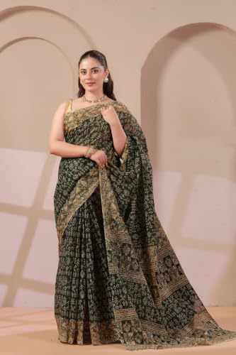 Image of TAMAIRA FASHION Mulmul Pure Cotton Saree For Woman Warli Batik Printed |Office Wear Daily Wear Sarees For Women Without Blouse Piece(Available in 11 Colours)