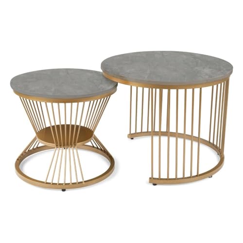 Image of Wakefit Mocha Coffee Table I Marble Finish I Vitrified Tile Top I Omani Grey