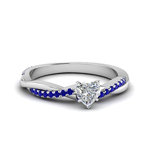 Image of 55Carat Choose Your Gemstone 925 Sterling Silver Infinity Twist Ring Crystal Heart Shape Side Stone Wedding Valentine Wear Promise Ring with Pave Setting for Women Size US 4 to 12