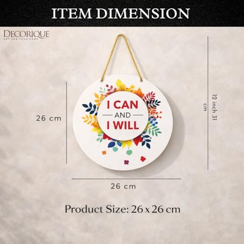 Image of DECORIQUE Wooden Wall Hanging Decor Can Will Decorative Wall Art MDF Wooden Modern Design Motivational Hanger for Home Door Office Living Room Entryway Bedroom Wall Decoration