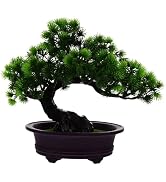 Kichvoe Artificial Pine Potted Plants Artificial Bonsai Tree Juniper Fake Plants Mini Artificial Plants Indoor Small Fake Plants Decor Home Office Table Plant Decoration