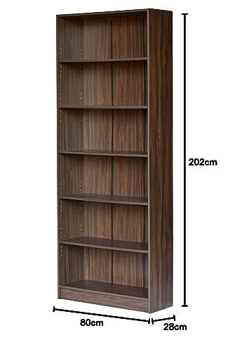 Image of DeckUp Muvo 6-Shelf Engineered Book Shelf and Display Unit (Walnut, Matte Finish)