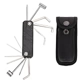 Ausla Klucz Gitarowy 12 w 1 Wielofunkcyjny Klucz Gitarowy ze Stopu Aluminium do Gitary Basowej i Konfiguracji Pedałów Efektów Kompaktowe Narzędzie do Naprawy dla Muzyków i Techników