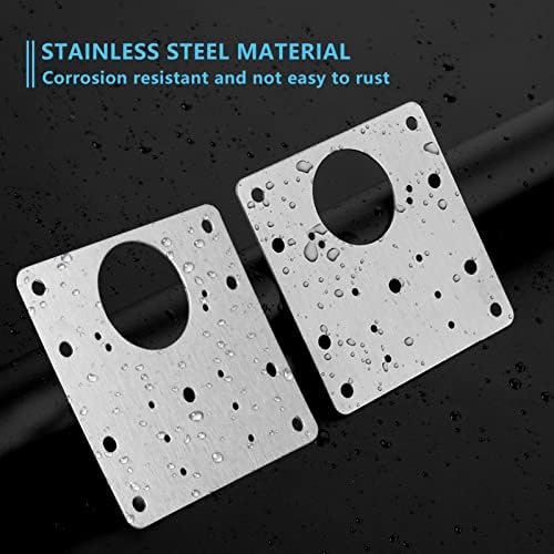 10Pcs Cabinet Hinge Repair Plate Kit Stainless Steel Cupboard Door Hinge Mounting Plate with Holes Flat Fixing Brace Brackets with 60 Pcs Screws