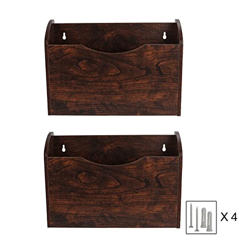 Pag Wall File Holder Wall Mounted Wood Hanging File Organizer For Office, 2 Pockets, Brown #TOP5