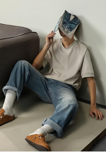 Pants Trousers Denim Blue Straight Leg for Men's Business High-end Loose and Versatile4