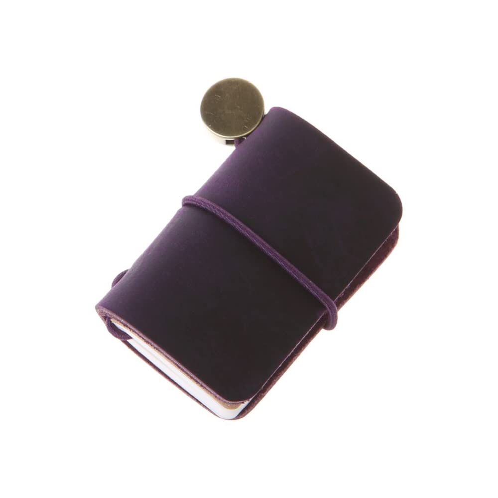 SEIWEI Creative NoteBook Writing Gifts Portable Leather Mini Size Travel Book Handmade Cover With Insert Brochure Mini Journal Booklet4.8x3.2cm(1.9’’x1.3’’) Purple