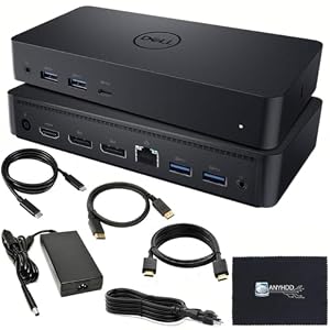 D6000 Dell Docking Station Dual Monitor – Base universal USB C con adaptador de 130 W, HDMI, DisplayPort, cables USB-C – Soporta pantalla 4K (renovado)