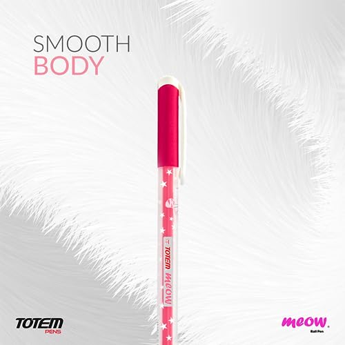 Image of TOTEM Meow Ball Pens | 20 Red Ink Pens | Theme of Cats Lovers | Students, Exams | 0.7 mm Tip | Pens for Writing | Cute & Stylish Design | Ideal for School, Office & Business Use