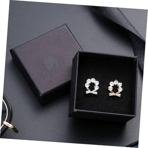 Boîte de rangement bijoux papier kraft noir compacte avec mousse de bague - 6