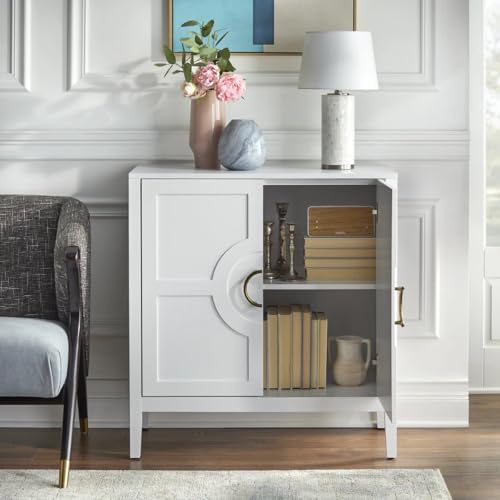 Image of Handicraft Accent Cabinet for Living Room, Mango Wood & Engineered Wood Storage Cabinet, Carved Design, Multiple Styles, 30 x 15 x 30 inches (HOB-Design-4)