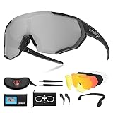 X-TIGER Cycling Glasses, Polarised Sunglasses, TR90 Superlight Frame with 3 or 5 Interchangeable Lenses, UV400 Protection for Men and Women, Glasses for Cycling, Skiing, Driving, Fishing