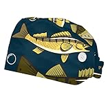 BeCrazier Walleye Fish Printed Working Cap with Button, Working Hat Sweatband for Women & Men, Multicolor, Medium-Large