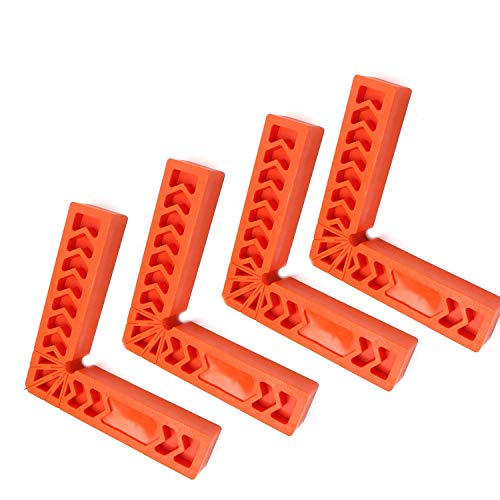 Chiloskit 90 grados cuadrados para armario de carpintero, herramientas de carpintero, abrazadera de esquina, madera, abrazadera de ángulo de posicionamiento para carpintería (4 pulgadas x 4 piezas)