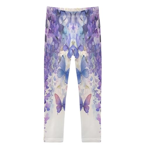Boccsty Watercolor Light Purple Butterflies Girls Leggings Kids Yoga Pants Dance Active Tights 4T