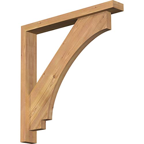 Ekena Millwork BKT0402X26X26IMP05SWR Imperial Block Bracket w/Offset Brace, 26" D x 26" H Rustic Wood, 3 1/2"W Western Red Cedar (Smooth)