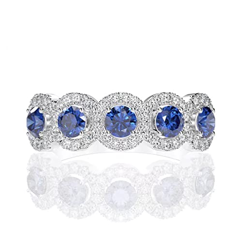 Alliance moissanite et saphir précieux mariage en argent 925 haut de gamme
