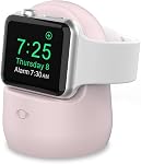 AhaStyle Charging Stand Dock [Supports Nightstand Mode ] Silicone for Apple Watch 8(2022)/7/6/5/4/3/2/1/ SE (45/44/42/41/40/38mm) (Pink)