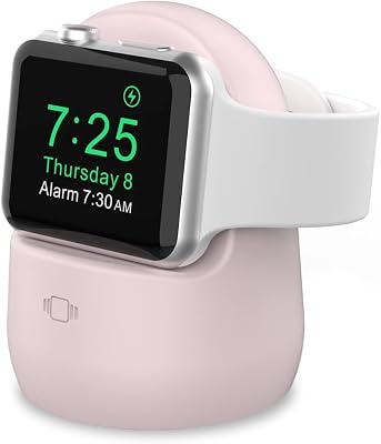 AhaStyle iWatch Stand Silicone Charging Dock Holder for Apple Watch Ultra 2, Ultra, SE2, Series SE, 7 6 5 4 3 2 1 (45/44/42/41/40/38mm), (Pink)