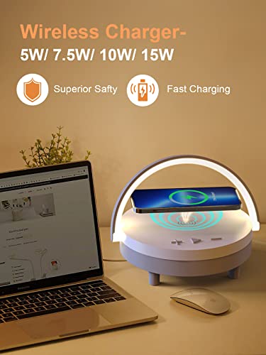 Aiscool Led Night Light, 4 In 1 Dimmable Wireless Charging Lamp, Portable Bluetooth Speaker, Phone Holder, Touch Bedside Table Lamp With Wireless Charger, Birthday Gifts For Men Women Teens Girls Boys #TOP2