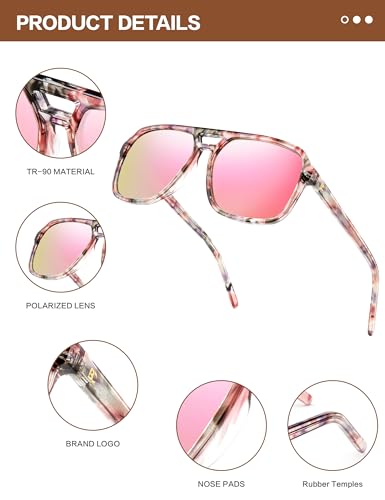 Image of BIRCEN Mens Acetate Polarized Sunglasses: Retro Square Sun Glasses UV400 Protection Anti-Glare Shades for Driving Travel