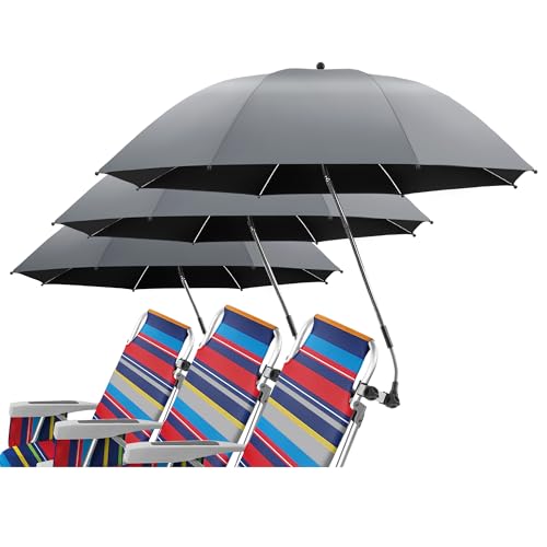 NBtoUS 3 Pack Beach Umbrella, 360 ° umbrella with clamp, UPF50+ Windproof Sunshade for Beach, Sand, Patio, Yard (Grey, Not Include Chair) by NBtoUS - Used condition - US$38.30
