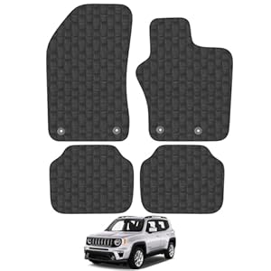 Car Mats for Jeep Renegade (2015-2020) Car Floor Mats Premium Rubber Tailored Fit Set Accessory Black Custom Fitted 4 Pieces with Clips – Anti-Slip Backing, Heavy Duty & Waterproof