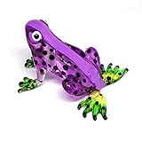 ZOOCRAFT Collectible Frog Figurines Purple Blown Glass Hand Painted Animals Collection Miniature Home Garden Terrarium Decor