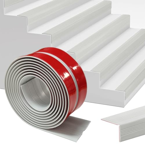 Stair Nosing Profile, Self-Adhesive 2 m, Stair Edge Profile, Non-Slip Stair Steps, PVC Edge Strips, Stair Profile Edge Protection, Grey (60 mm)