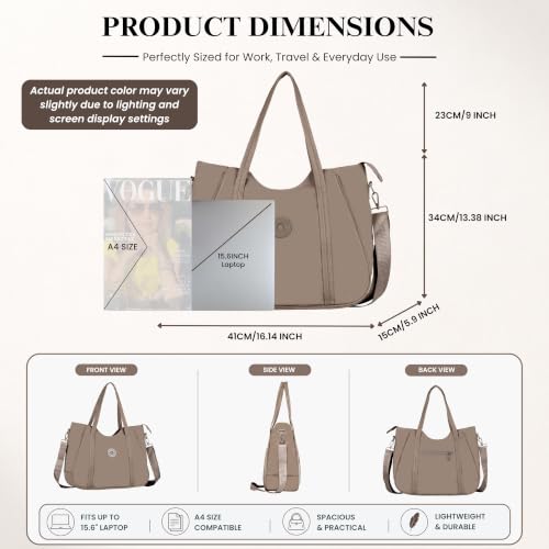 Image of Women's Large Tote Bag for Office, Travel, Shopping, Daily Use | Shoulder Handbag, Gift for Girls, Stylish Ladies Purse | Fits Upto 15.6 inch Laptop, A4 Files etc.