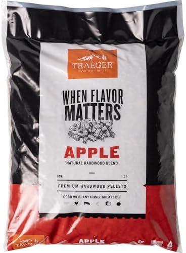 Traeger Grills Apple 100% All-Natural Wood Pellets for Smokers and Pellet Grills, BBQ, Bake, Roast, 18 lb. Bag