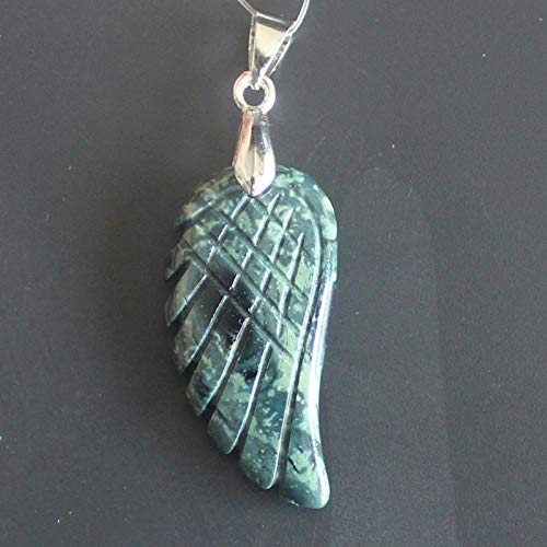 35mm Hand carved mixed gemstom angel wing for necklace pendant bead (kambaba jasper)