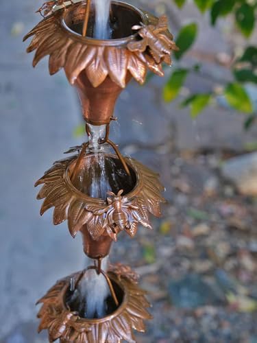 Nutshell Stores Sunflower Copper Rain Chain - Copper - 8 Feet