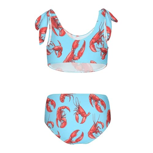 Wusikd Red Lobster Girls Swimsuits Two Piece Blue Swimwear Bikini Set for for Girls Size 3T2