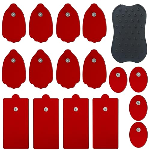 TENS Unit Replacement Pads with Pad Holder Reusable More Than 35 Times Snap Electrode Pads SM Electrodes for Tens Unit with Standard 3.5mm Snap-on Connector (16PCS)