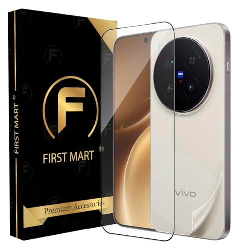 Image of FIRST MART Front Tempered Glass and Back Nano Membrane for Vivo X300 Pro with Installation Kit | Edge-to-Edge, Scratch Resistant, Case-Friendly | Black