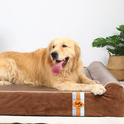 Image of Laifug Orthopedic Memory Foam Extra Large Dog Bed with Pillow and Durable Water Proof Liner & Removable Washable Cover & Smart Design (Jumbo (50 inchx36 inchx10 inch), Chocolate)