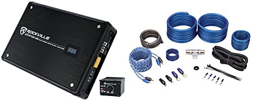 Rockville Krypton-M2 3000w Peak/750w RMS Mono 1 Ohm Car Amplifier Bundle with Rockville RWK41 4 Gauge Complete Car Amp Wiring Installation Wire Kit with RCA's