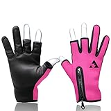 L.A.Y Sport Fishing Gloves Jigging sea bass Fly‐Fishing Men's & Women's for Cold Weather Gloves (Pink, M)