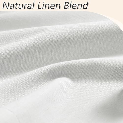 Image of Guken White 100% Blackout Linen Curtains 108 Inch Length 2 Panels Set for Living Room Bedroom Back Tab Thermal Insulated Black Out Drapes Room Darkening Farmhouse Window Curtains 52x108