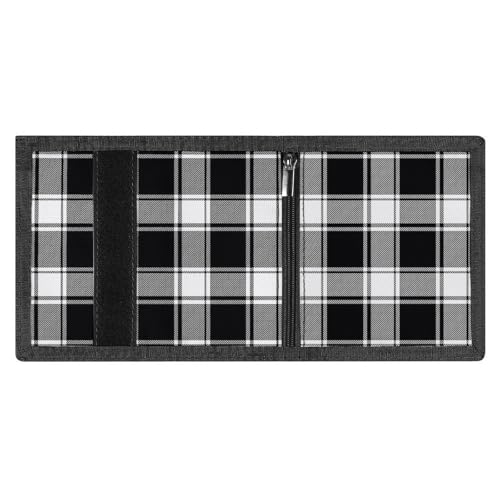 Buffalo Check Plaid White Black Print Wallet for Men, 8 Credit Card Holder Slim Minimalist Front Pocket Small Mens Bifold Wallets3