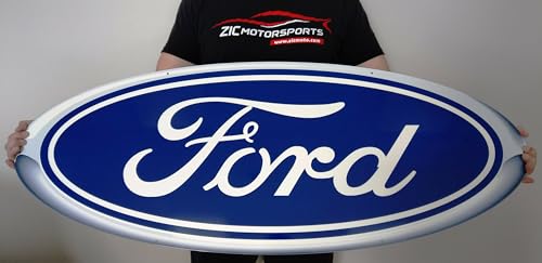 ZIC Motorsports Ford Blue Oval Heavy Duty Metal Garage Wall Sign - 48 X 19