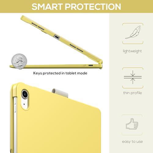 Image of typecase Touch iPad 11th 10th Generation Case with Keyboard (11 inch 2025, A16 & 10.9 inch 2022) - 360 Rotatable, 11-Color Backlit, Multi-Touch Trackpad, Pencil Holder, Thin & Light - Yellow
